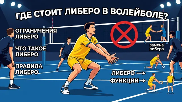 Где стоит либеро в волейболе? Почему либеро носит форму другого цвета и не может атаковать у сетки
